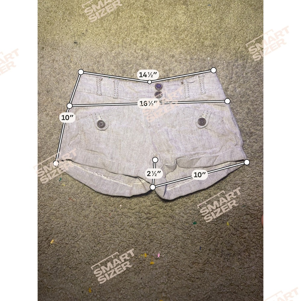 Tan Herringbone Cuffed‎ Shorts Double Button Waist Pockets Neutral Casual - Picture 3 of 4